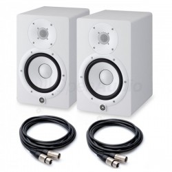 Pair of Yamaha HS7W (bianche) Studio Monitor bi-amp 95W + XLR Cables