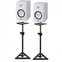Pair of Yamaha HS7W (bianchi) Studio Monitor bi-amp 95W + Stands